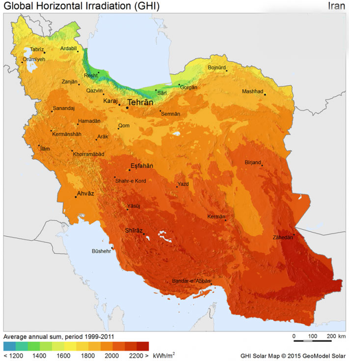 پتانسیل انرژی خورشیدی در ایران 